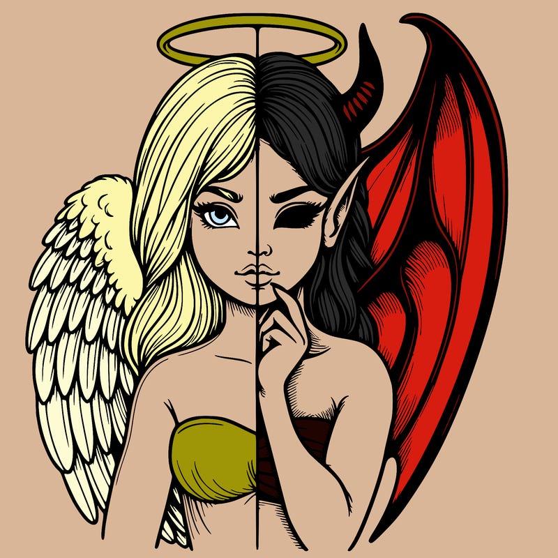 realistic angel half demon