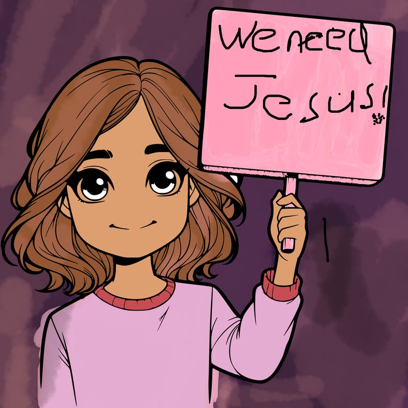 realistic girl holding up a sign