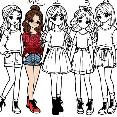 a group of five girls