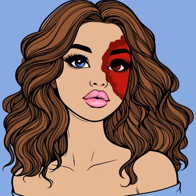 realistic girl with wavy hair and lips
