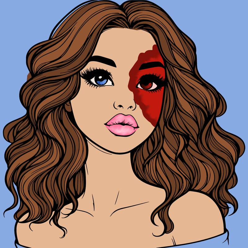 realistic girl with wavy hair and lips