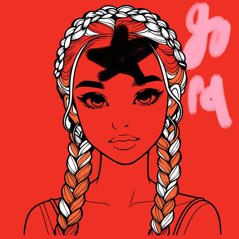 realistic girl with braids