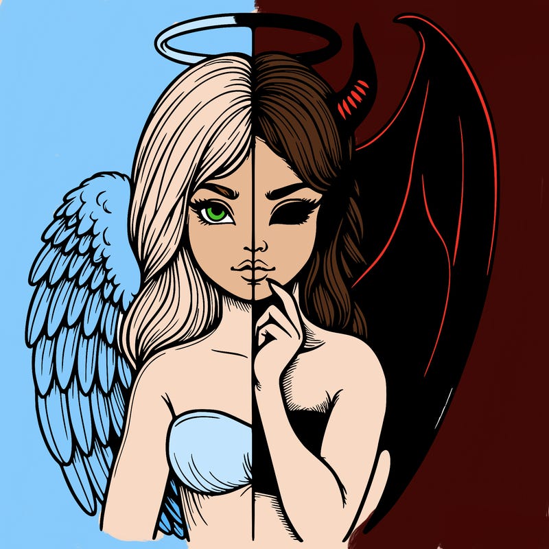 realistic angel half demon