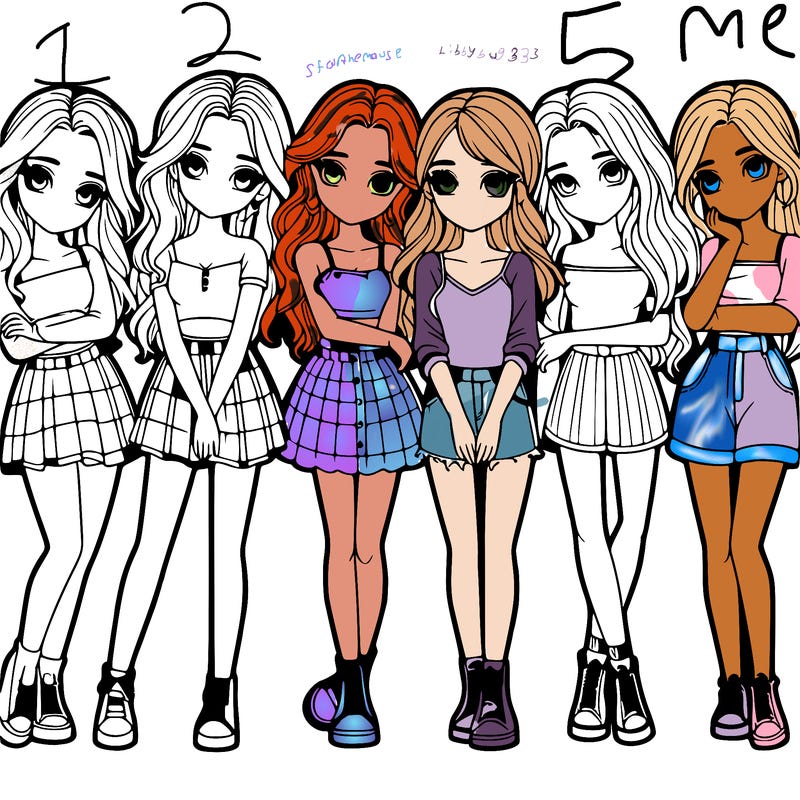 a group of girls realistic