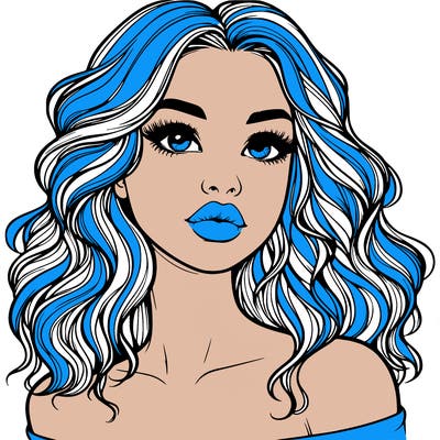realistic girl with wavy hair and lips