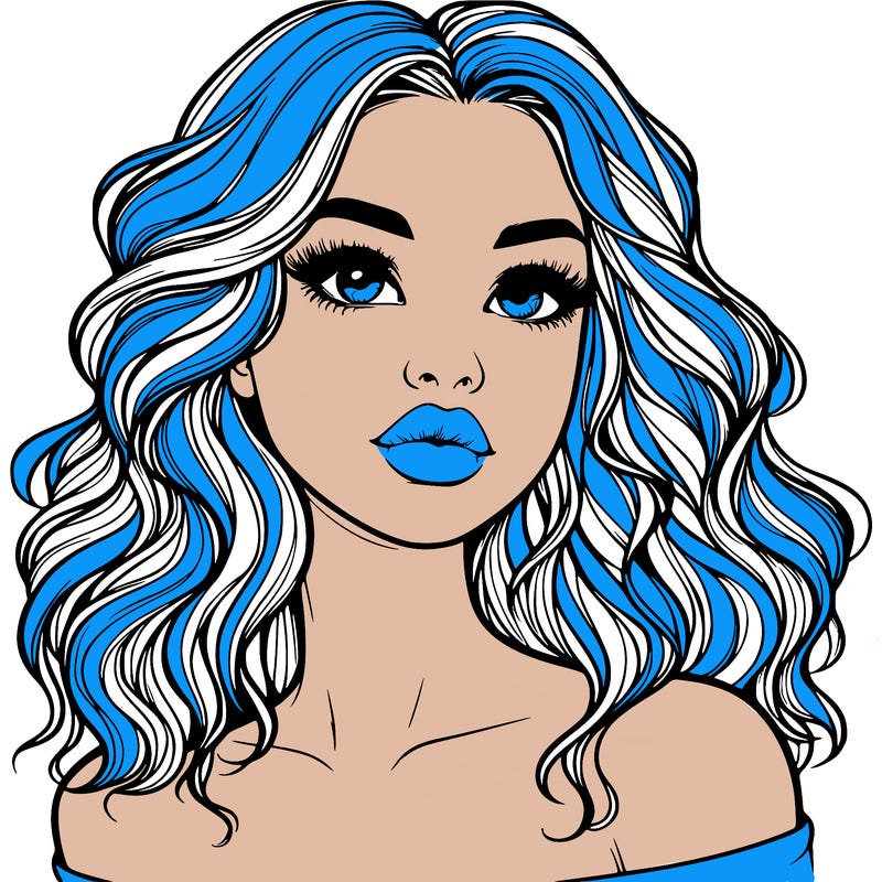 realistic girl with wavy hair and lips