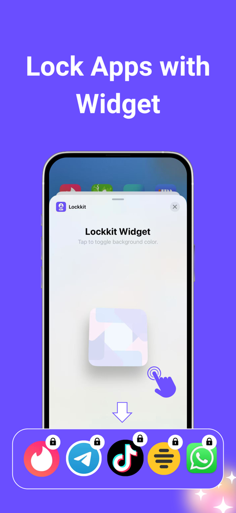 App Lock & Block App - Lockkit - iPhone screen showing the Lockkit widget to lock and protect apps like TikTok and WhatsApp