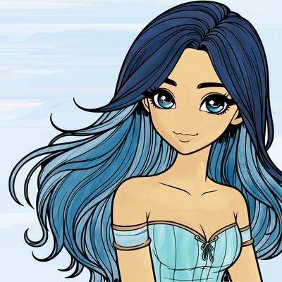 realistic girl with long hair