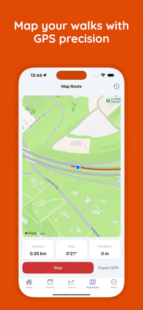 Step Counter - Pedometer Pro - Step Counter app showing a GPS map route with distance and pace tracking