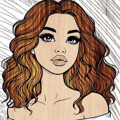 realistic girl with wavy hair and lips