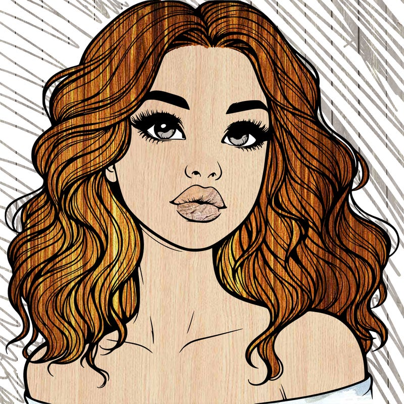 realistic girl with wavy hair and lips