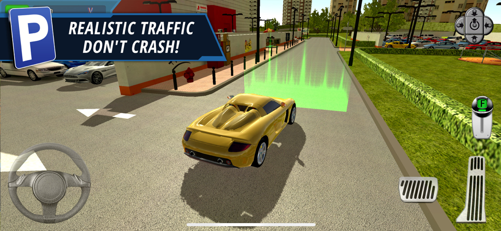 Multi Level: Shopping Mall - Yellow supercar navigating a realistic shopping mall parking lot simulation