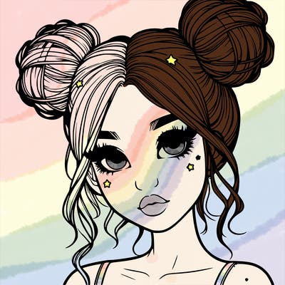 realistic girl with space buns