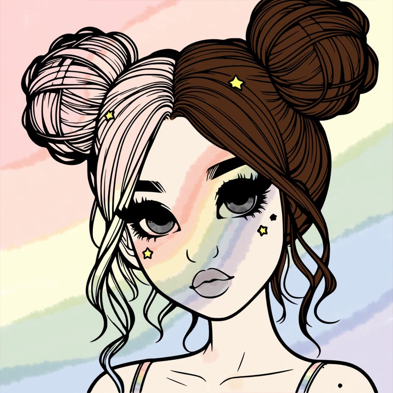realistic girl with space buns