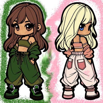 girl in crop top and baggy pants