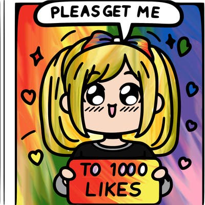 a girl saying please get me to 100 likes