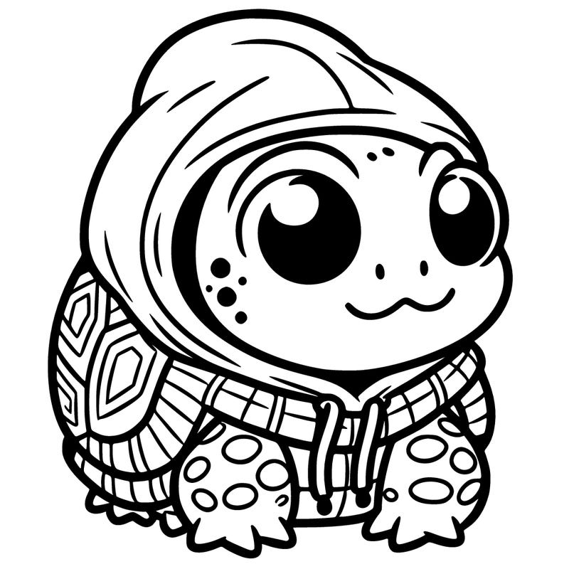 a frog wearing a turtle hoodie