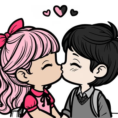 boy and girl kissing