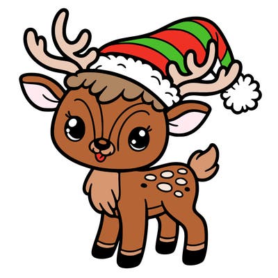 christmas reindeer with santa hat
