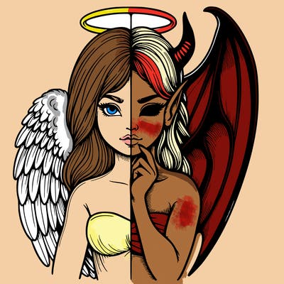 realistic angel half demon