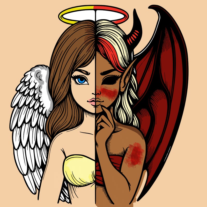 realistic angel half demon