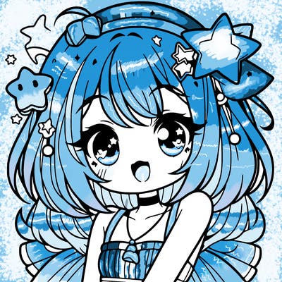 cute anime girl with star accessories