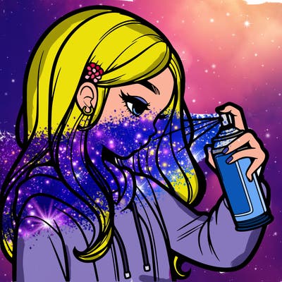 a realistic girl spray painting