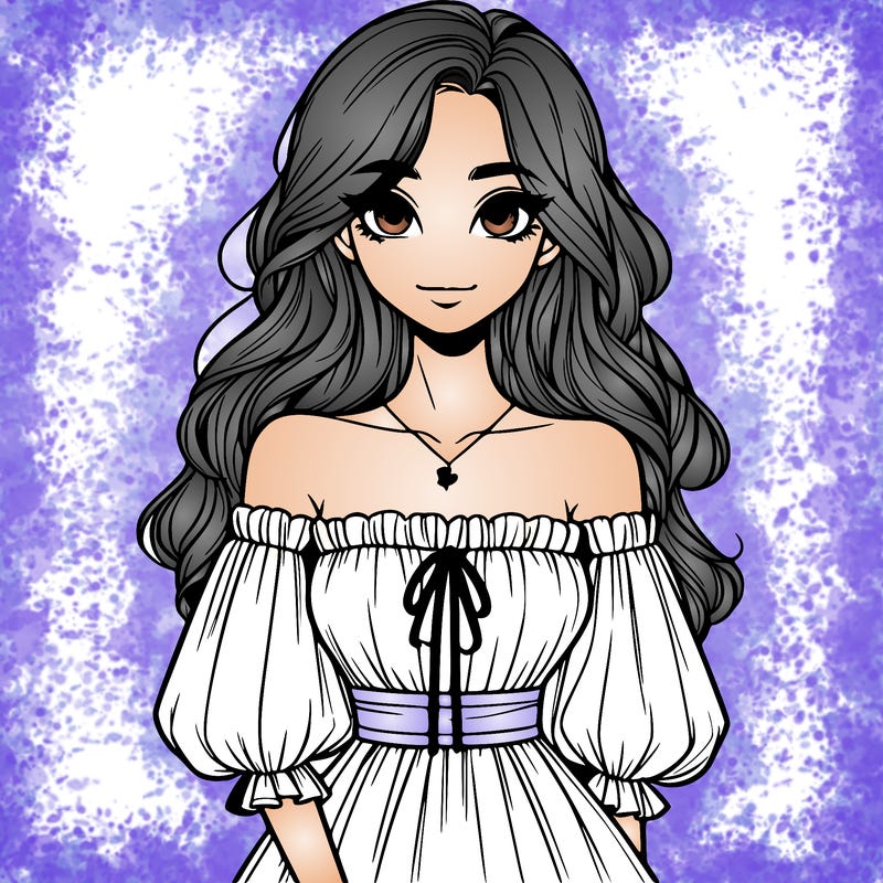 22 year old girl in off the shoulder dress with long hair
