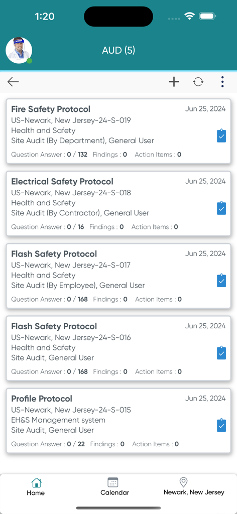 Ideagen EHS - List of environmental health and safety audits within the Ideagen EHS app