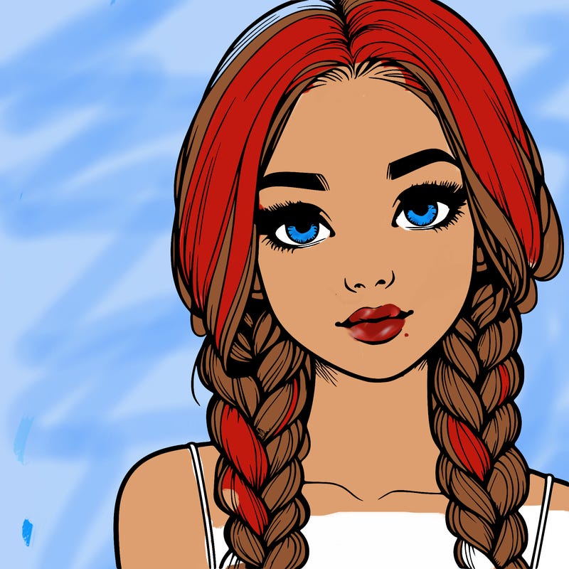 realistic girl with braids