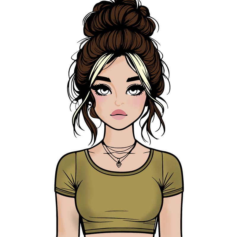 realistic girl with messy bun and croptop