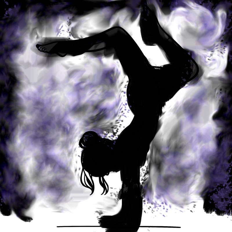 a woman doing a handstand