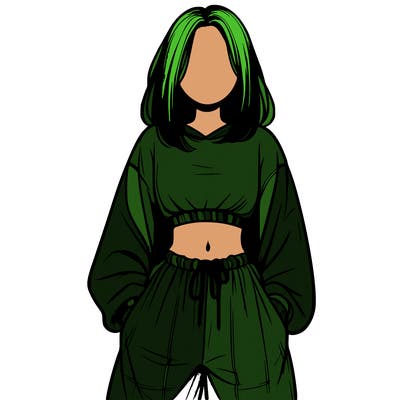 realistic girl faceless with baggy pants and a crop top