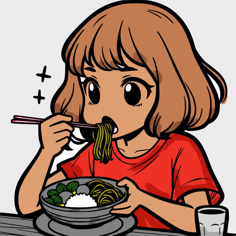 a girl eating food