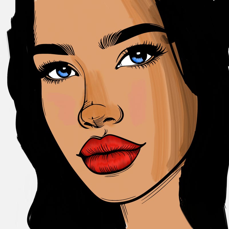 realistic woman with lips and nose