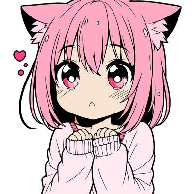 shy anime catgirl