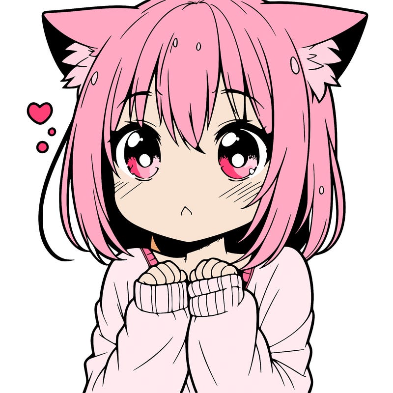 shy anime catgirl