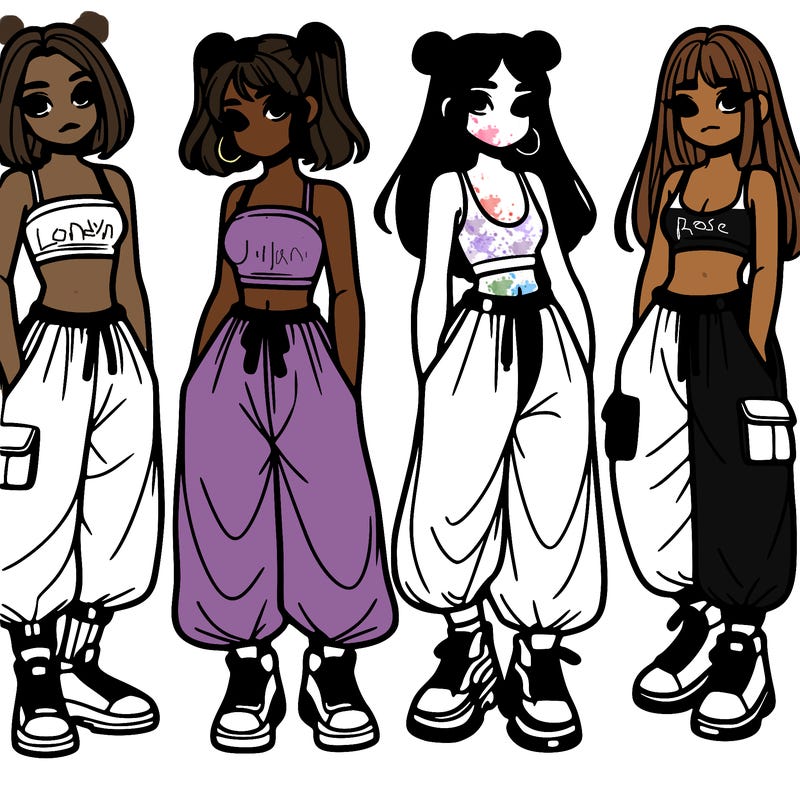 girls with crop top with baggy pants