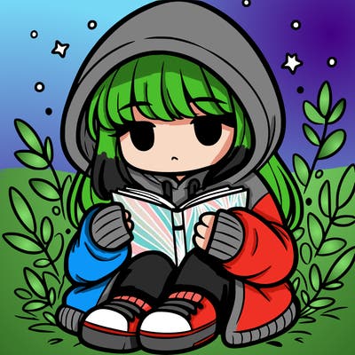 girl in oversized hoodie reading a book