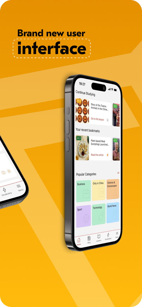 Mobile interface of The Chairman's Bao app showing Chinese news categories and study progress.