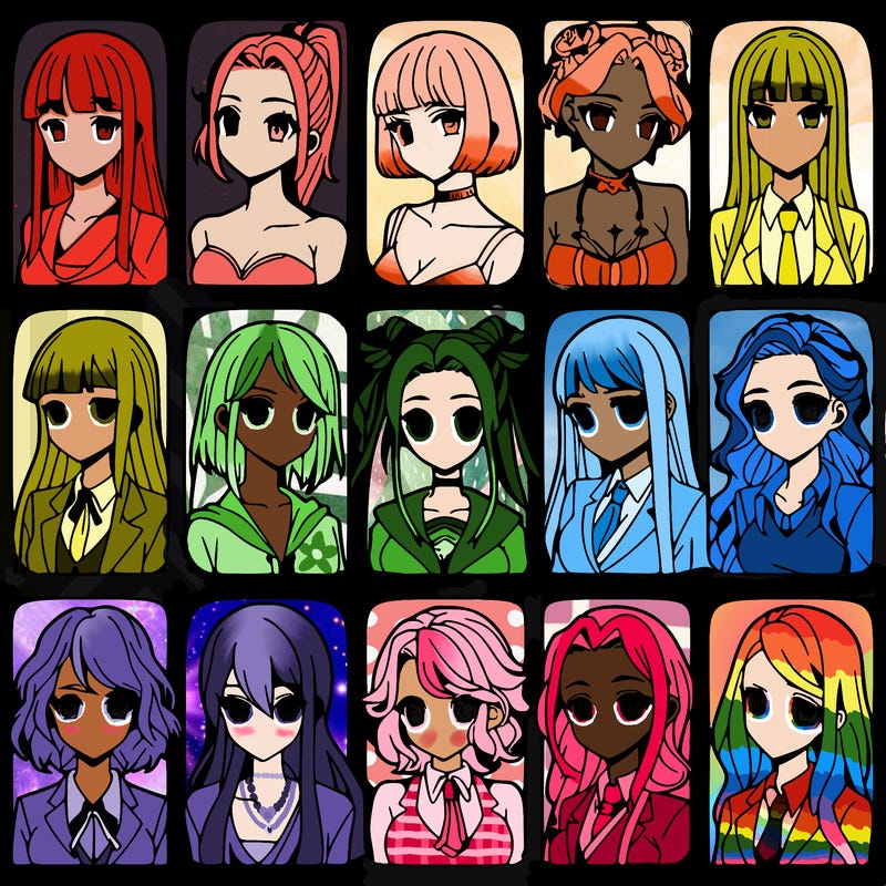 girls that look diffrent anime