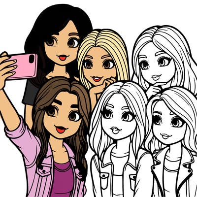 group of girls taking a selfie