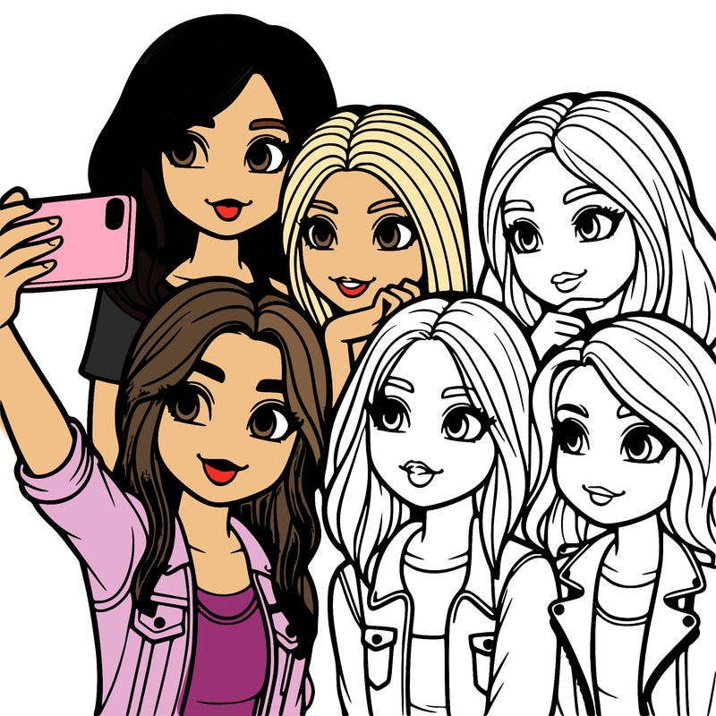 group of girls taking a selfie