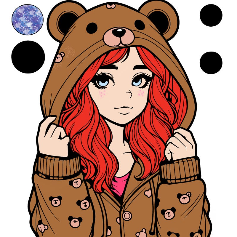 realistic girl in a animal pjs hoodie