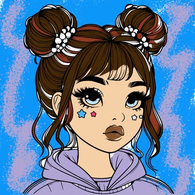 realistic girl with space buns