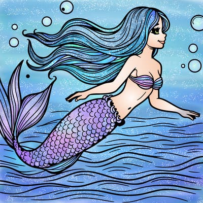 a realistic mermaid swimming