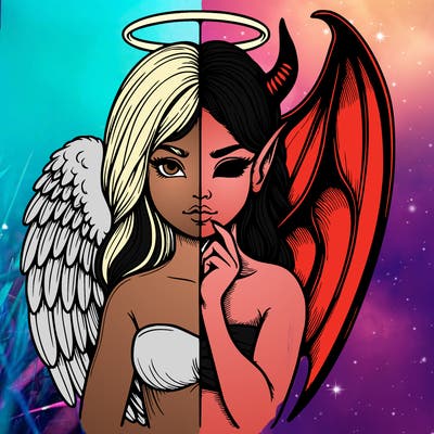 realistic angel half demon