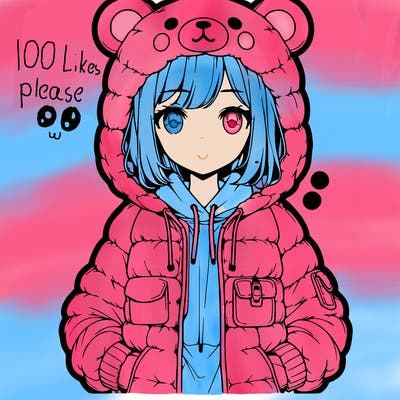 realistic anime girl in bear jacket