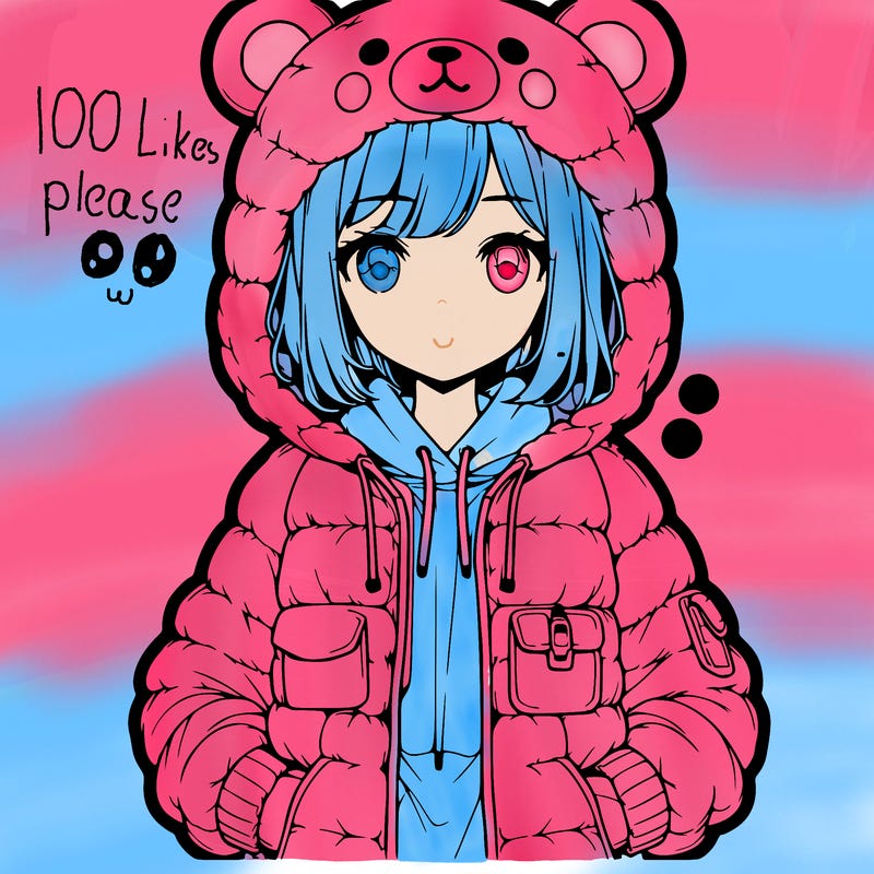 realistic anime girl in bear jacket