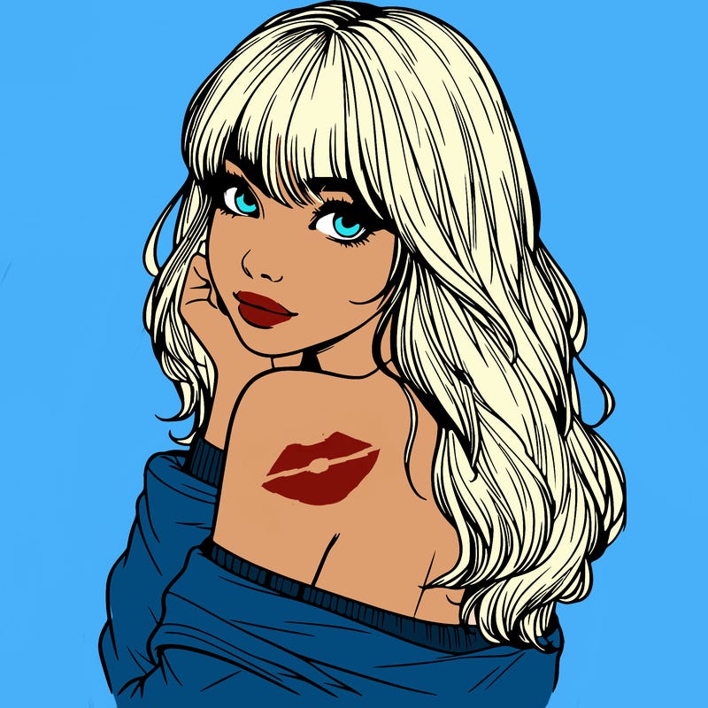 realistic girl with bangs looking over her shoulder